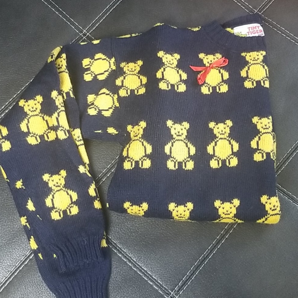 Tiny Tiger 100% Wool Teddy Bear Sweater Large - image 7